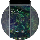 Theme for Cool Black Rust Iron Chain Green Panther APK