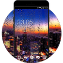 Raindrops Neon Night Theme: Raining City Wallpaper APK