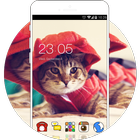 Cute Kitty Theme: Cat in Red Wallpaper HD icône