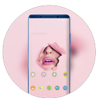 Theme for OPPO realme 2 hole pink lips wallpaper آئیکن