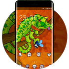 Animal theme chameleon reptile green wallpaper icône