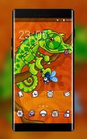 Animal theme chameleon reptile green wallpaper Affiche
