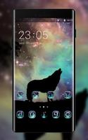 Wolf theme starry sky silhouette wallpaper Cartaz