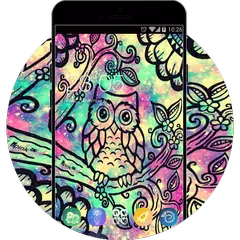 Скачать Galaxy Neon Theme:Cute Colorful Owl Live Wallpaper APK