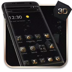 贅沢な金色の3D黒のテーマ アプリダウンロード