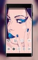 Girly theme wallpaper girl face hair features постер