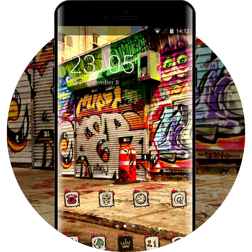 Graffiti theme asphalt wall city art wallpaper