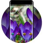 Emotion theme wallpaper purple green flowers आइकन