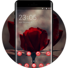 Emotion theme wallpaper red rose  stem flowers icon