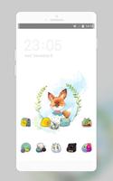 Kawaii Animal Theme: Cute Baby Fox Live Wallpaper Affiche