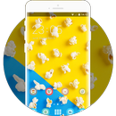 Cute Sweets Theme: Popcorn Yellow Blue Wallpaper APK