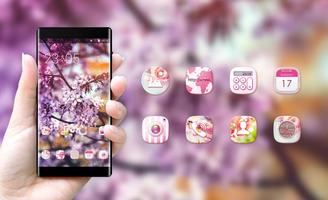 Flower theme pink blue nature bokeh tree screenshot 3