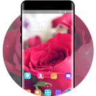 Flower theme rose red love icon