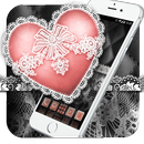 Silver Heart: Black and White Lace Theme APK