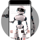 Tech theme wallpaper robot bw hand blue hi icône
