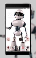 Tech theme wallpaper robot bw hand blue hi โปสเตอร์