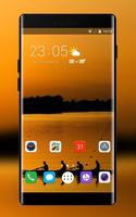 Theme for huawei nova 3i sunset boat wallpaper الملصق