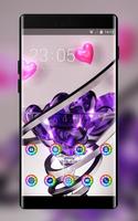 Love theme wallpaper form glass heart spiral 3d الملصق