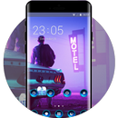 Theme for mist night man with car wallpaper APK
