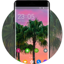 Theme for natural coconut tree sunset wallpaper APK