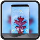 Theme for natural red leaf under ice wallpaper icône