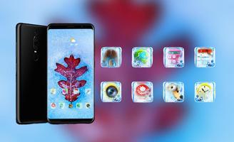 Theme for natural red leaf under ice wallpaper capture d'écran 3