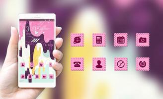 برنامه‌نما Pink Stylish Ice Cream Free Theme for Jio Phone عکس از صفحه