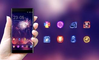 Neon theme colorful fireworks wallpaper captura de pantalla 3