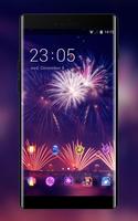 Neon theme colorful fireworks wallpaper Affiche