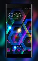 Neon theme color hexagon cell volume wallpaper plakat