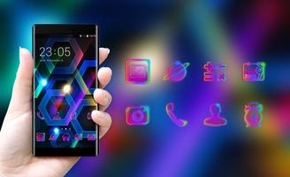 Neon theme color hexagon cell volume wallpaper screenshot 3