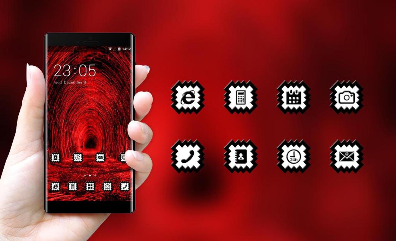 Skull bone theme tunnel red black light wallpaper for Android