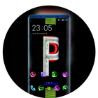 Theme for parking sign neon light simple wallpaper icon