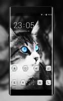 Pet animal theme wallpaper cat eyes blue black plakat