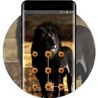 theme wallpaper lion black mane rock skul demon आइकन