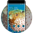Underwater theme puffer fish wallpaper HD icône