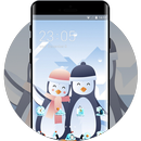 Theme for penguins in love hand drawn wallpaper APK