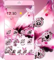 Pink Butterfly Tema wallpaper poster