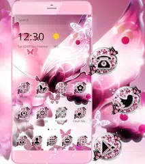 Rosa Schmetterling Thema Tapete Pink Butterfly APK Herunterladen