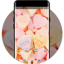 Cute Candy Theme Pink candy hearts Wallpaper APK