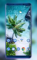 Theme for plant coconut tree beach wallpaper Affiche