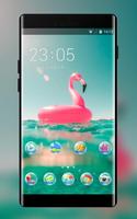 Theme for red flamingo floating wallpaper 海報