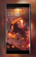 Poster Cool Golden Flame Demon Werewolf Theme