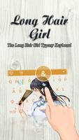 Long Hair Girl Theme&Emoji Keyboard Affiche