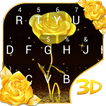 3D Gold Rose Theme&Emoji Keyboard