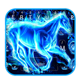 Blue Flaming Horse Keyboard Theme আইকন