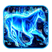 Blaues loderndes Pferdetastatur-Thema