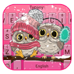 Pink Cute Owl Keyboard Theme