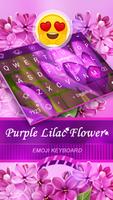 Purple Lilac Flower Theme&Emoji Keyboard постер