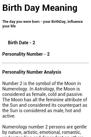 Birth date meaning numerology The Importance